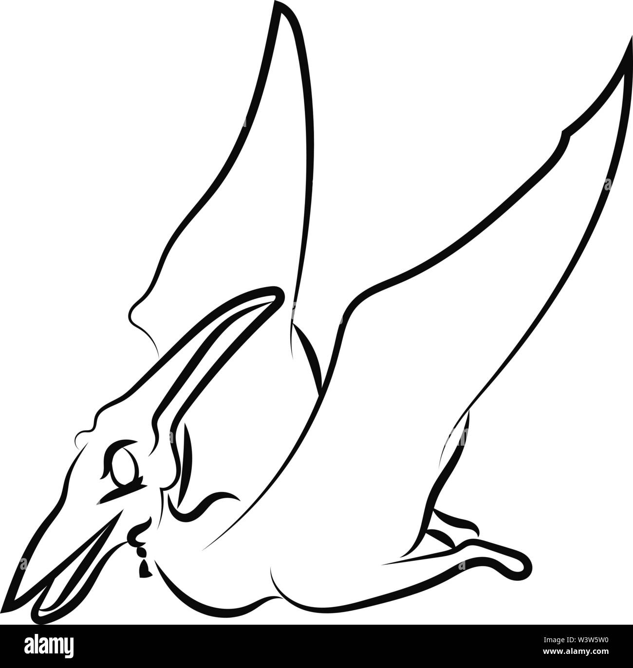 Pteranodon drawing, illustration, vector on white background. Stock Vector