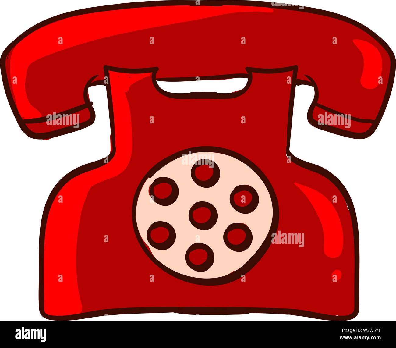 Red retro telephone, illustration, vector on white background. Stock Vector