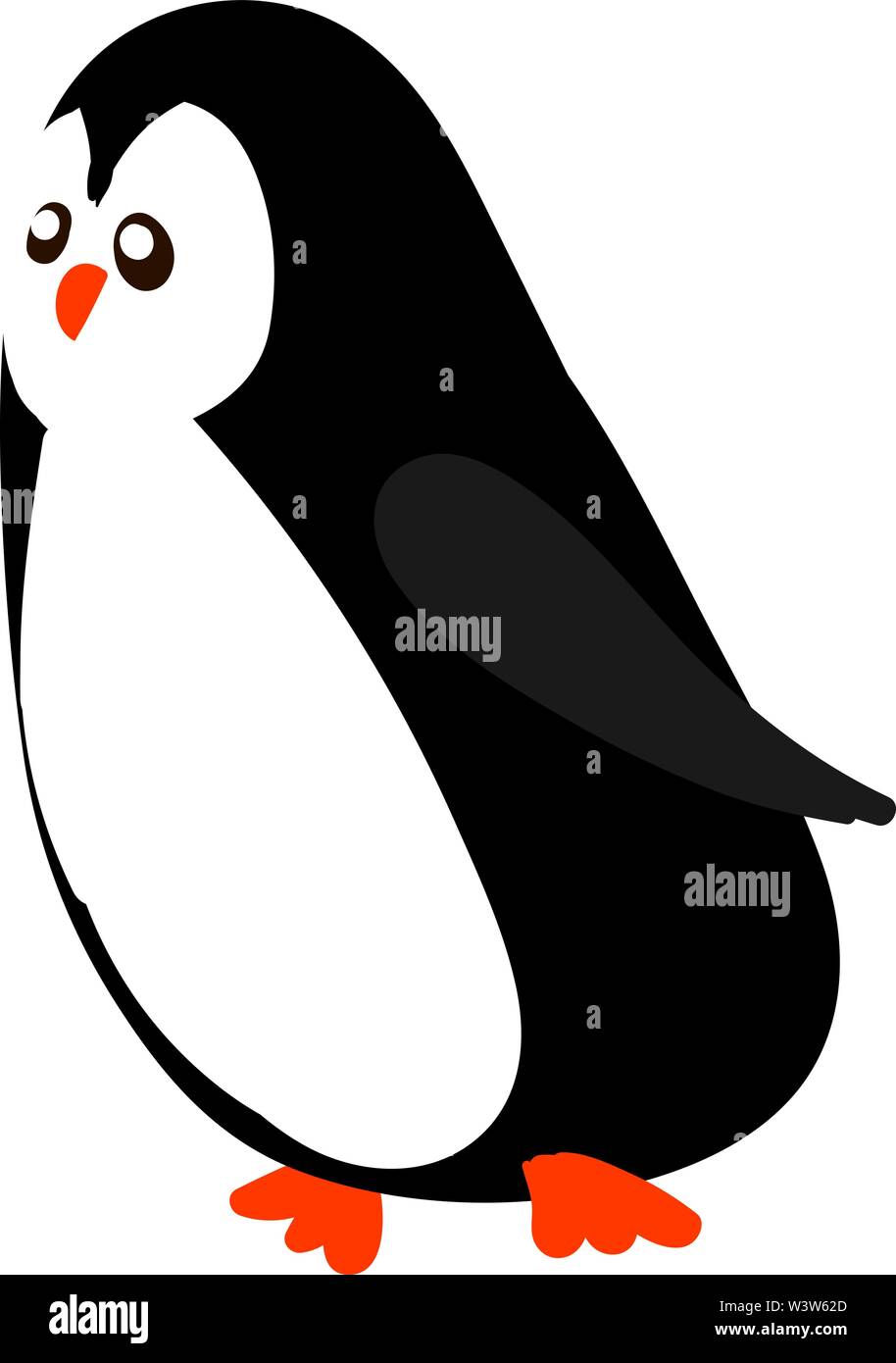 Running penguin, illustration, vector on white background. Stock Vector