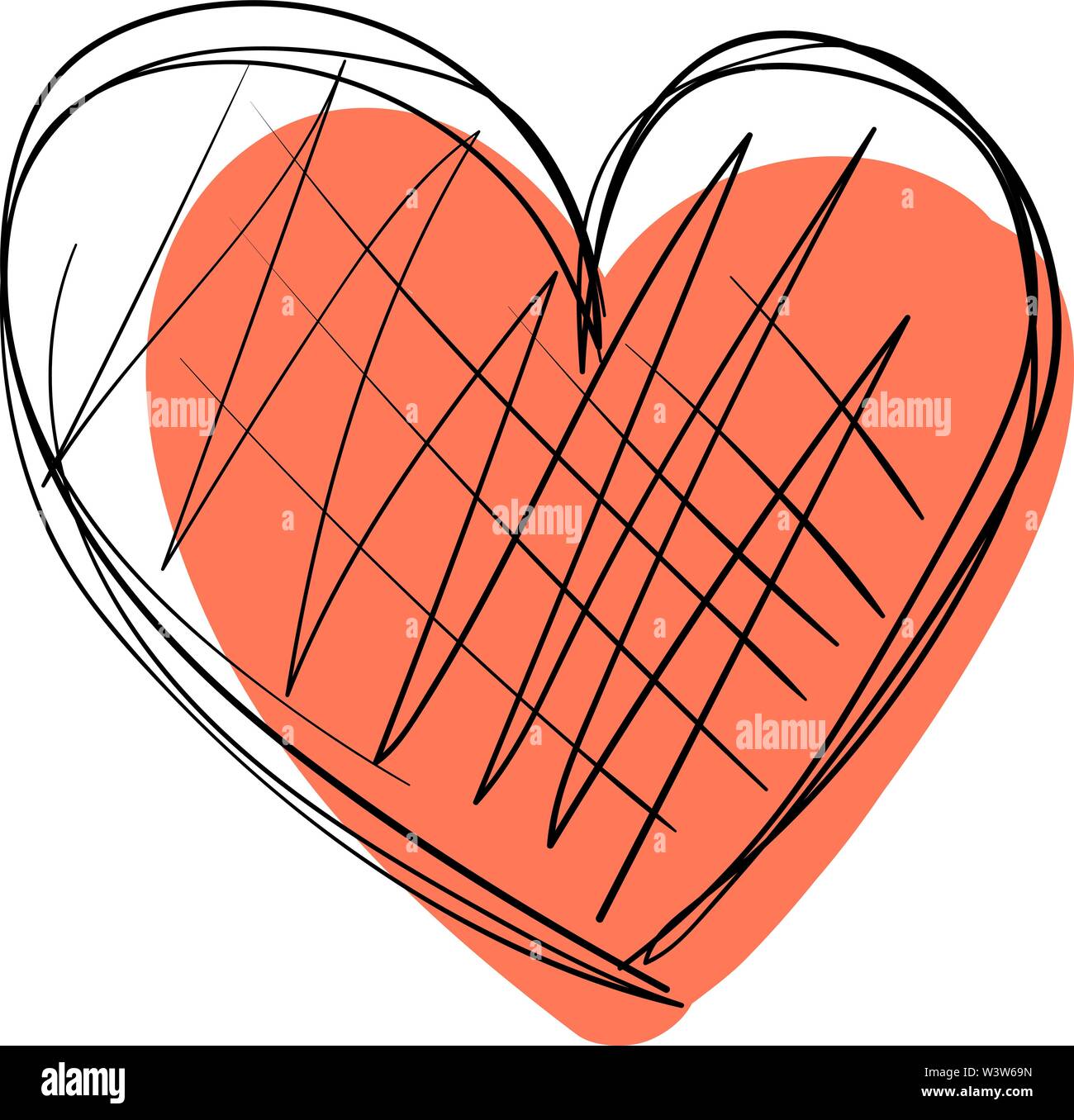 Heart drawing, illustration, vector on white background Stock Vector ...