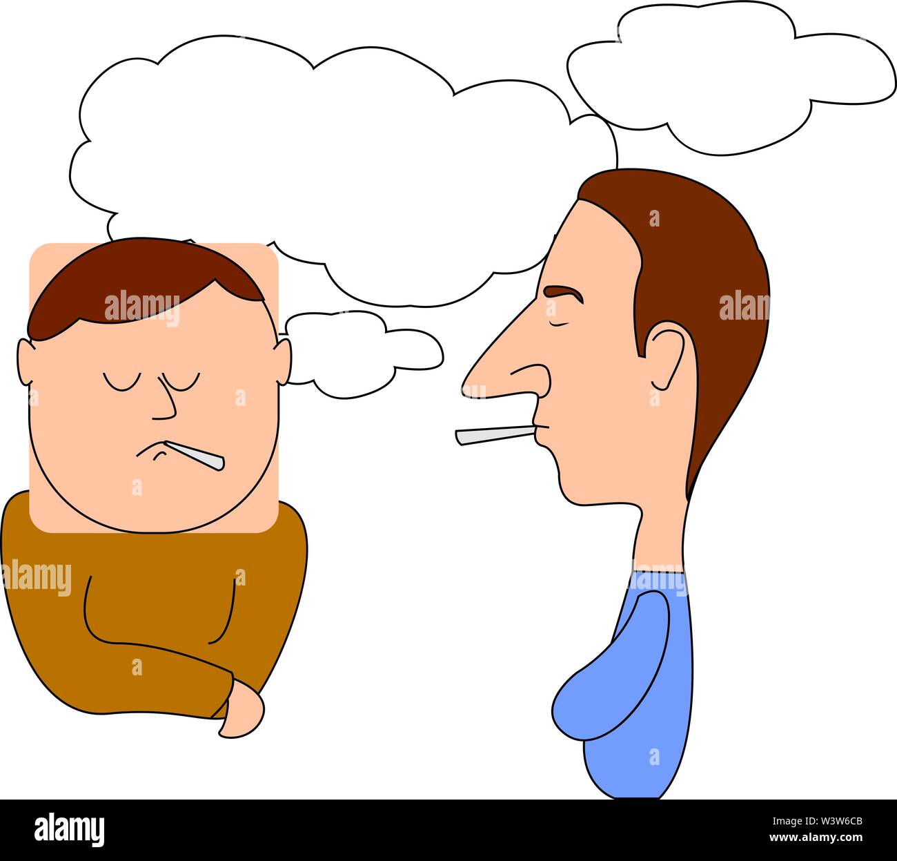 People smoking, illustration, vector on white background. Stock Vector