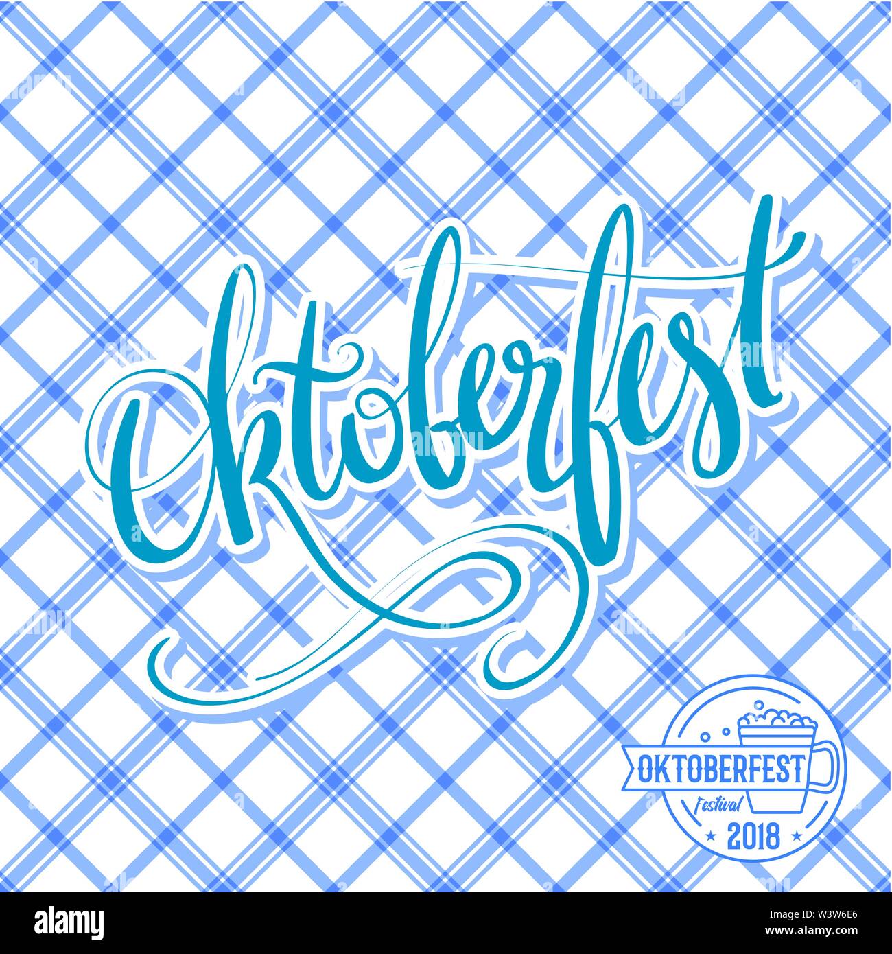 Oktoberfest vector poster with traditional pattern. Hand lettering ...