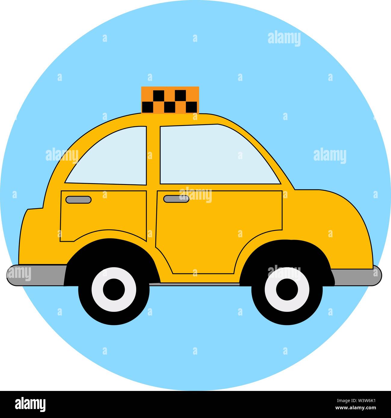 Yellow taxi car, illustration, vector on white background. Stock Vector