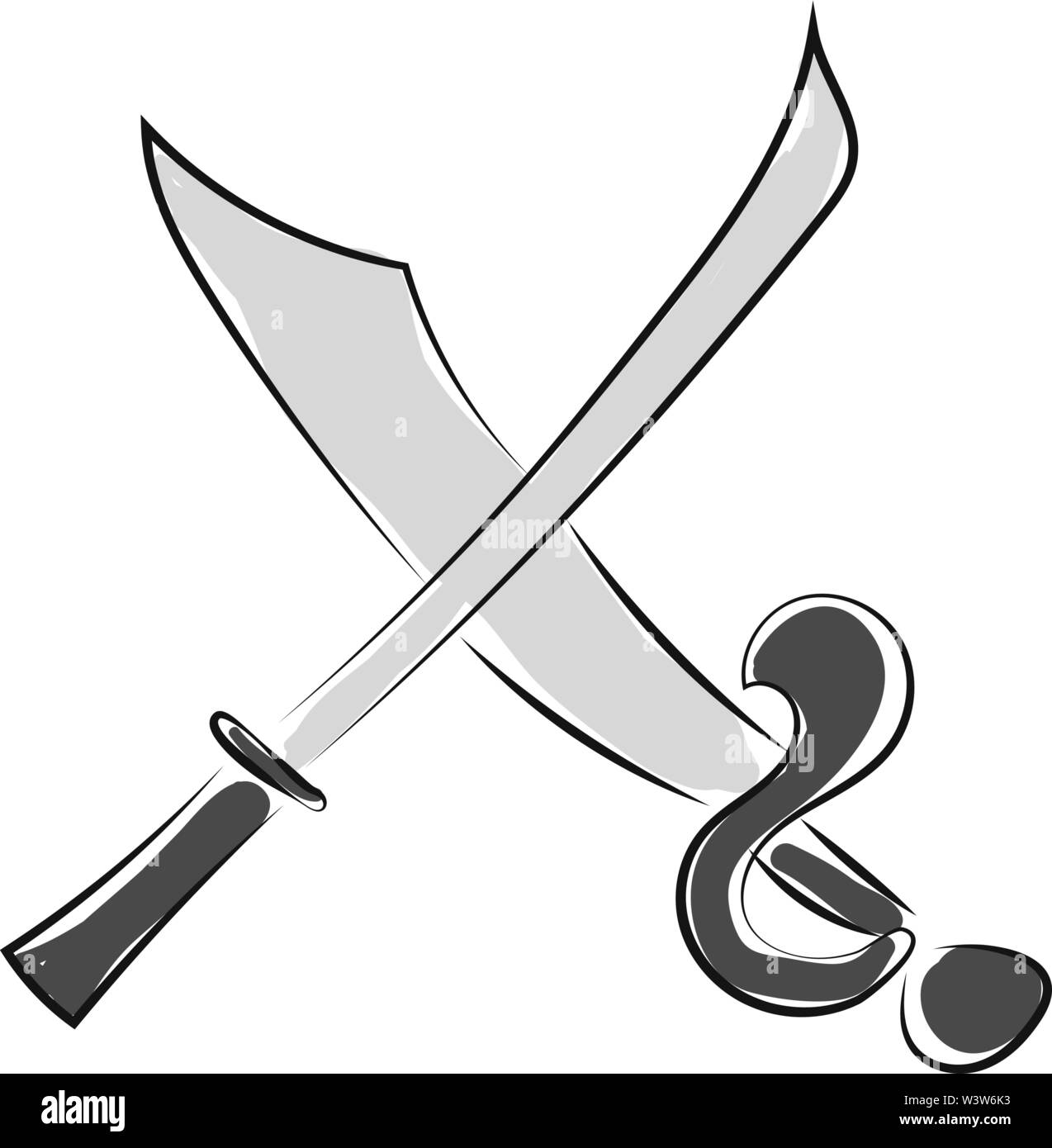 Crossed swords illustration Black and White Stock Photos & Images - Alamy