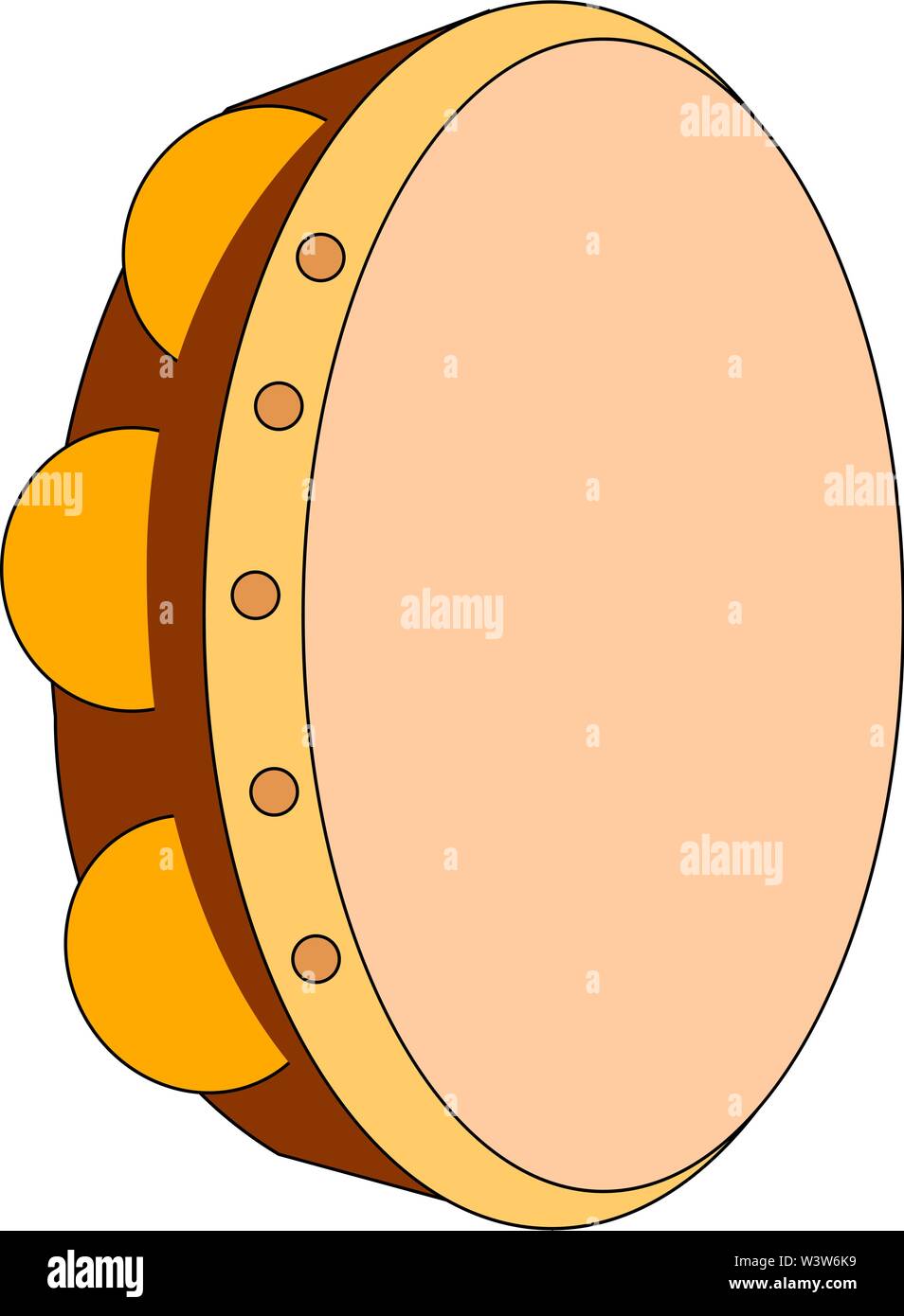 Tambourine instrument, illustration, vector on white background. Stock Vector