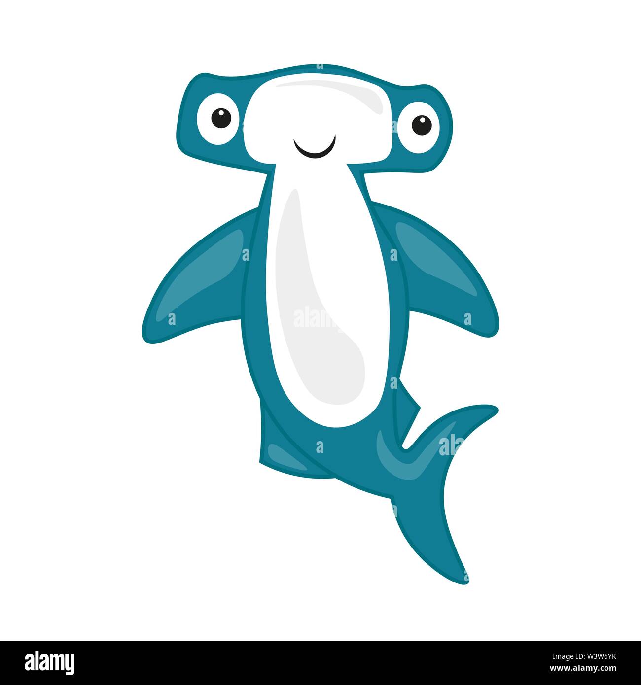 Children's kind illustration about sea inhabitants.shark hammer vector illustration. Stock Vector