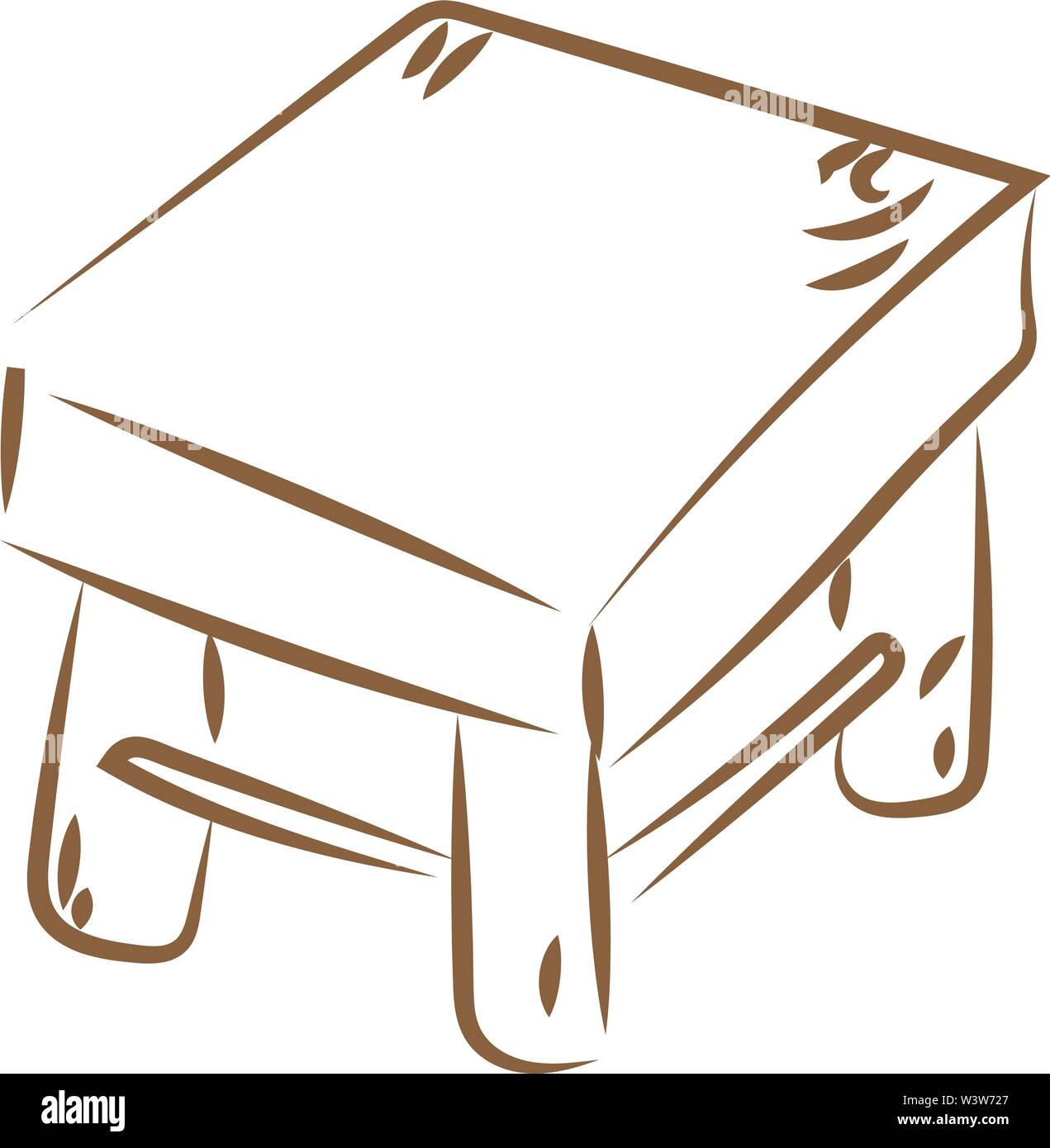 Wood chair drawing, illustration, vector on white background Stock