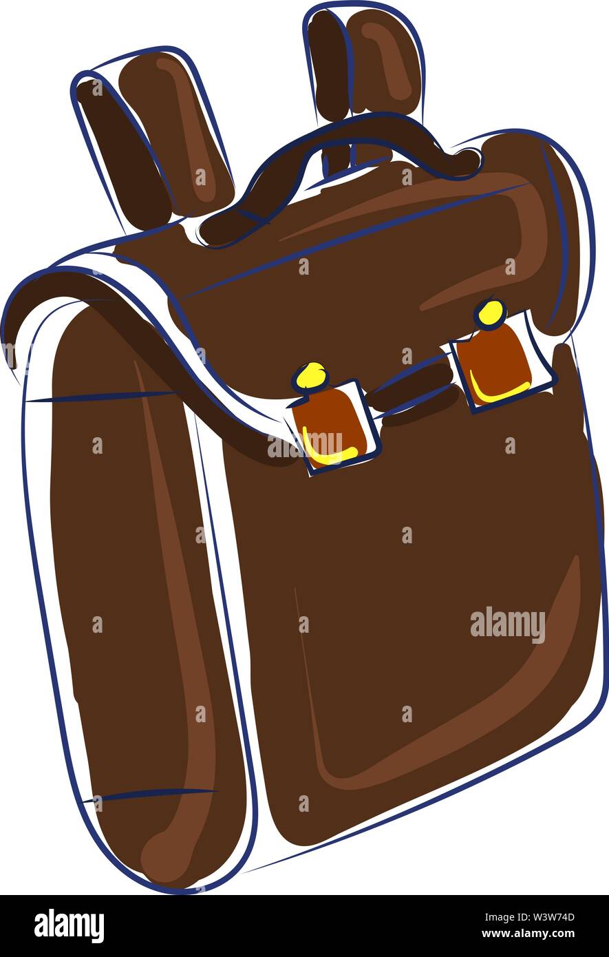 Brown bag drawing, illustration, vector on white background Stock