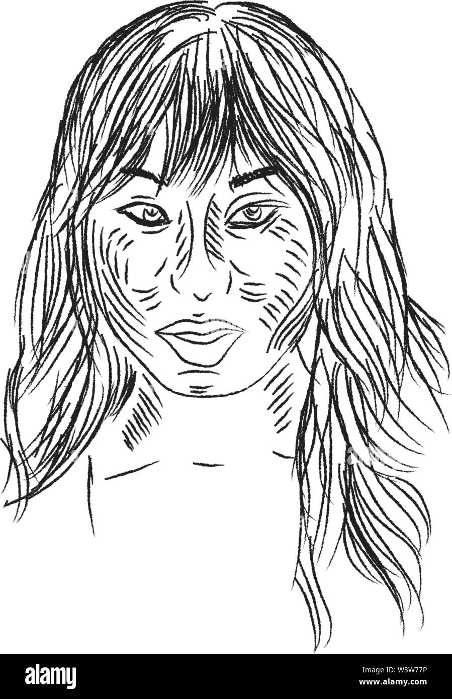 Girl drawing, illustration, vector on white background. Stock Vector