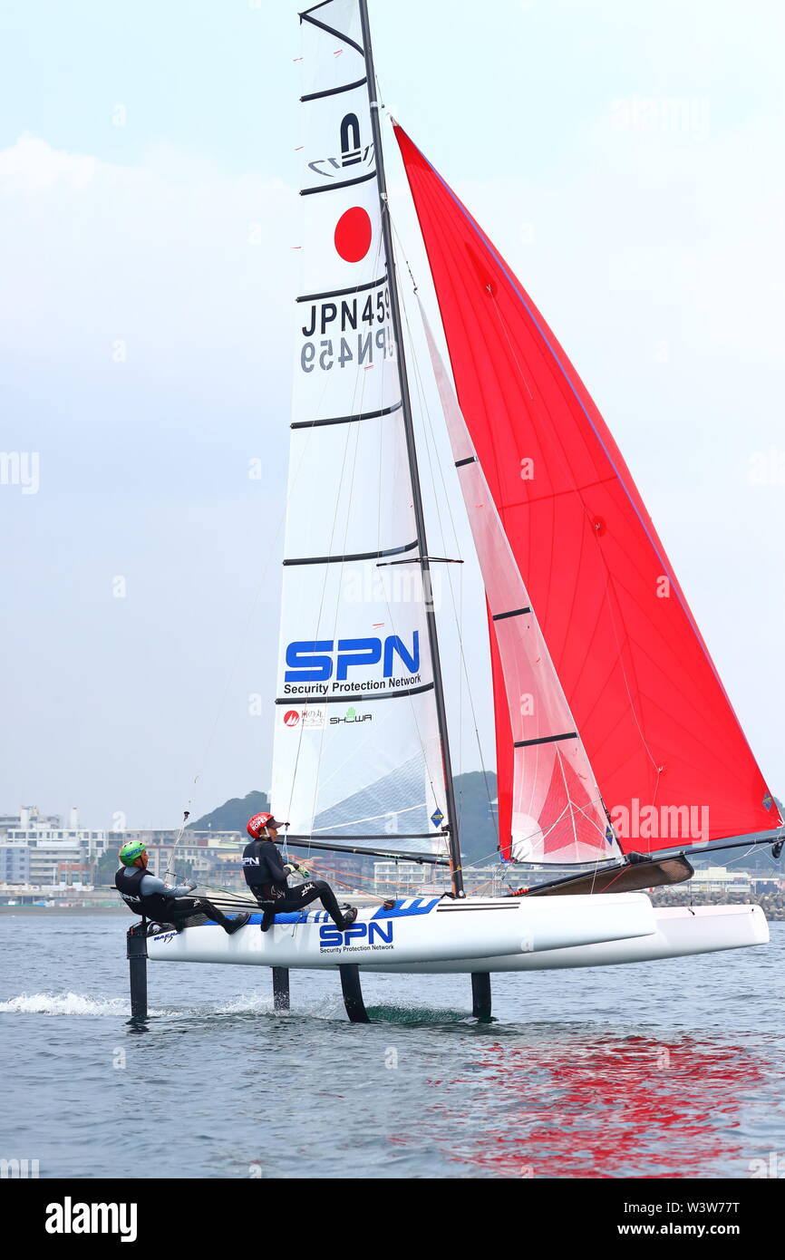 Enoshima Yacht Harbour, Kanagawa, Japan. 17th July, 2019. Shibuki