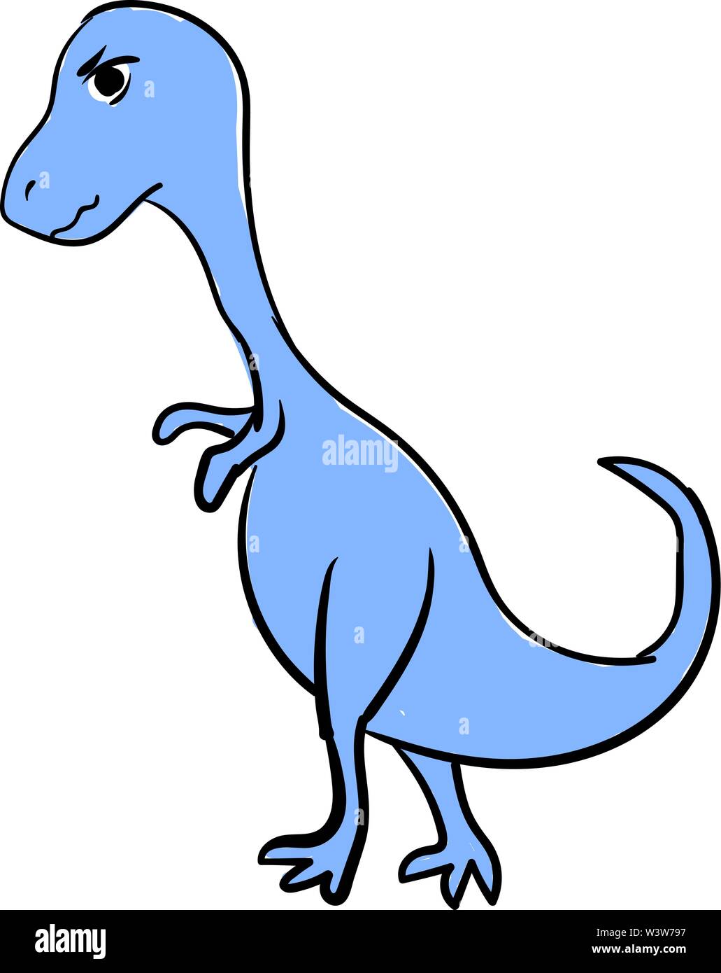 Angry blue dinosaur, illustration, vector on white background. Stock Vector