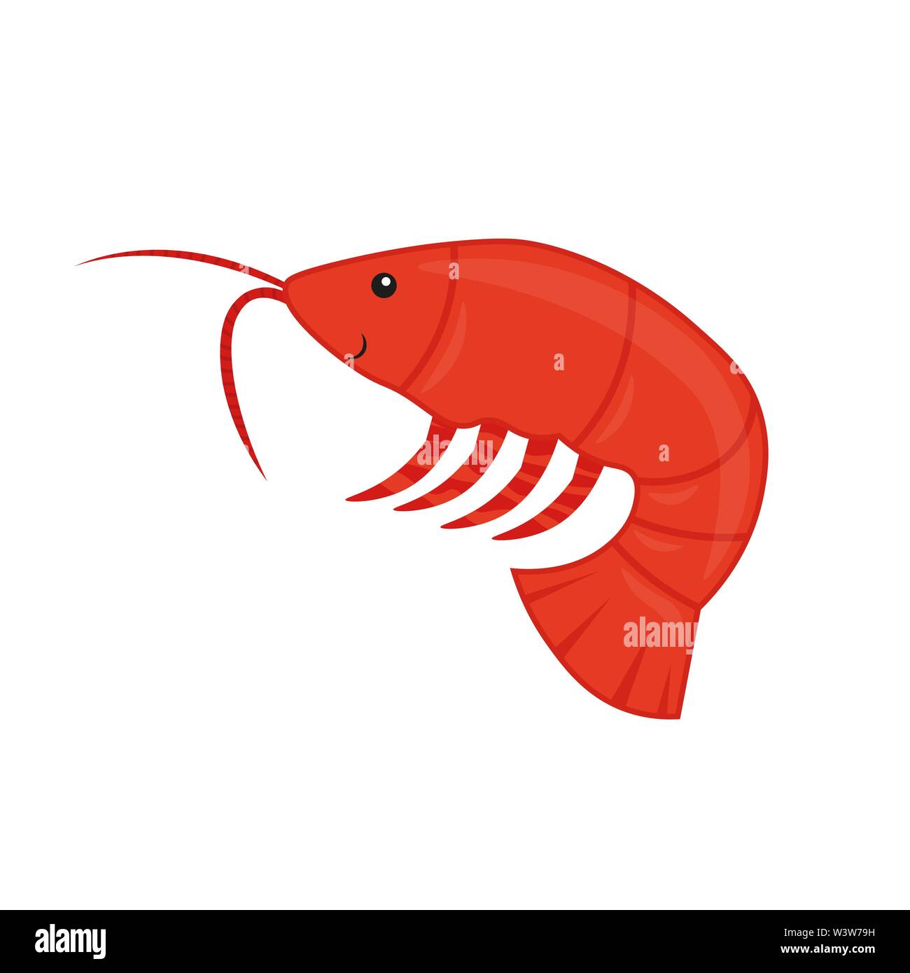 isolated shrimp logo on white background. seafood fresh cartoon shrimps used for magazine, book, poster, card, menu cover, web pages. Prawns Stock Vector