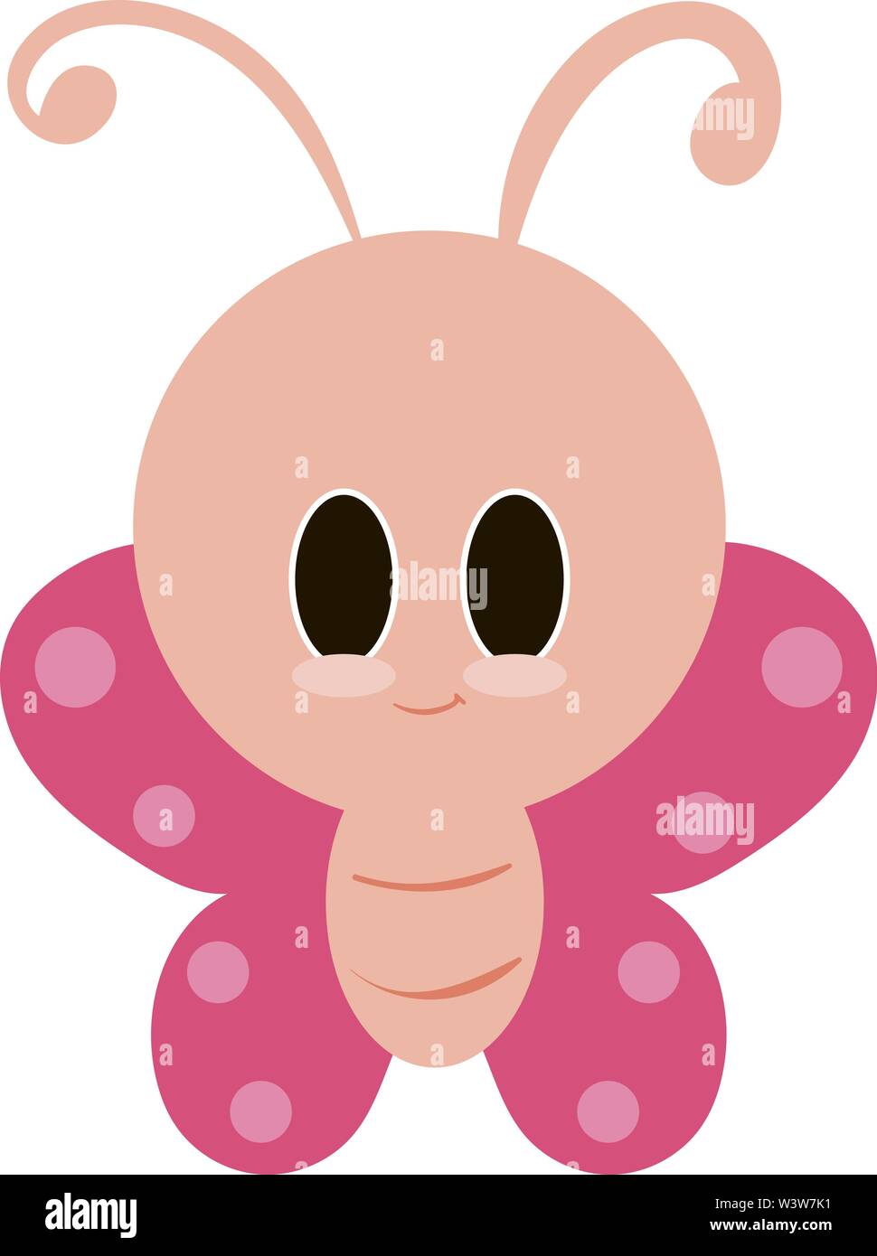 Cute big headed butterfly, illustration, vector on white background. Stock Vector