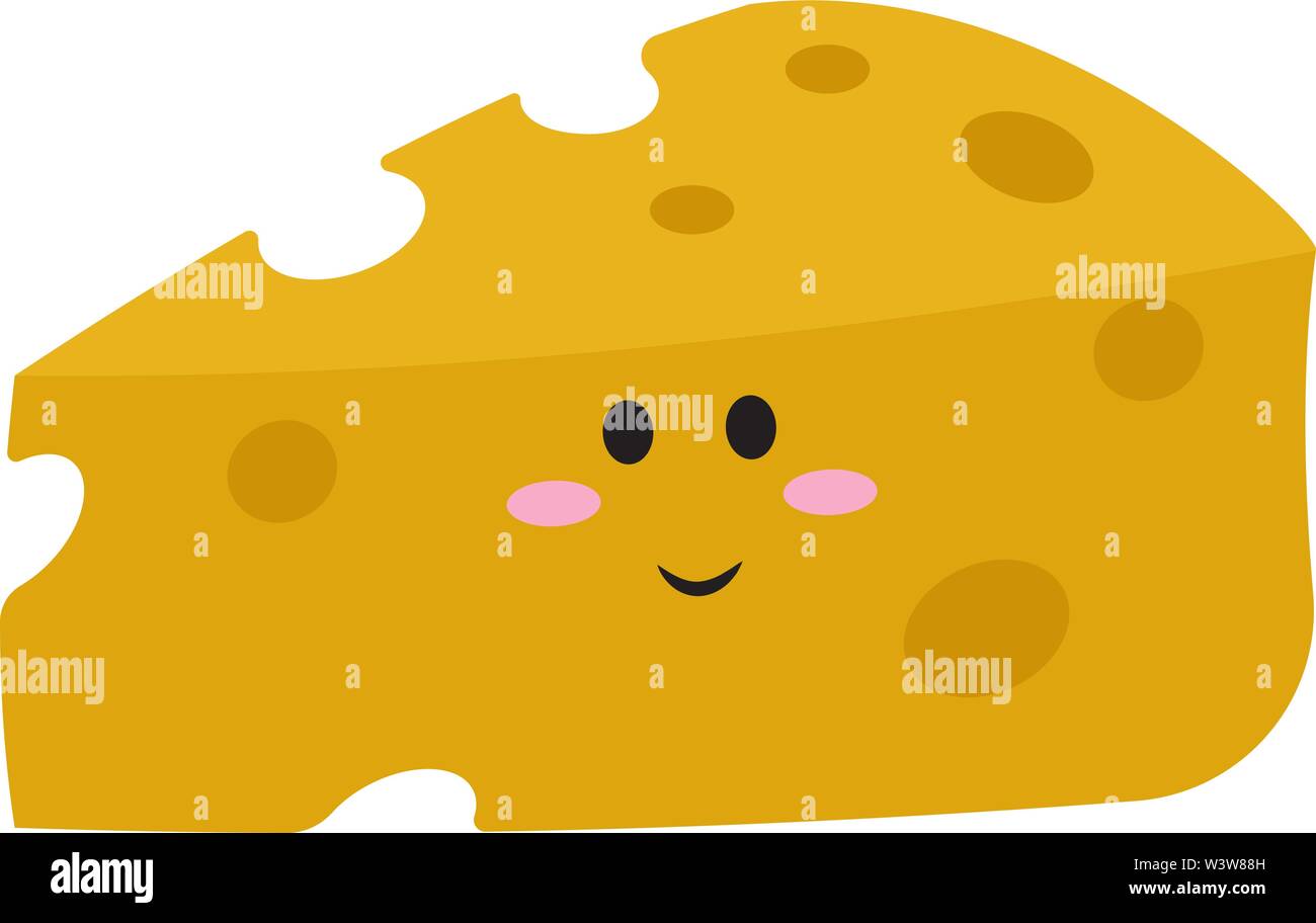 Cute cheese with eyes, illustration, vector on white background. Stock Vector