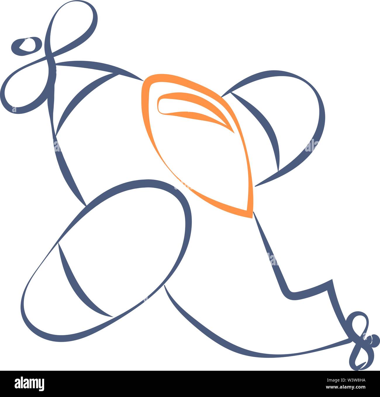Airplane drawing, illustration, vector on white background. Stock Vector