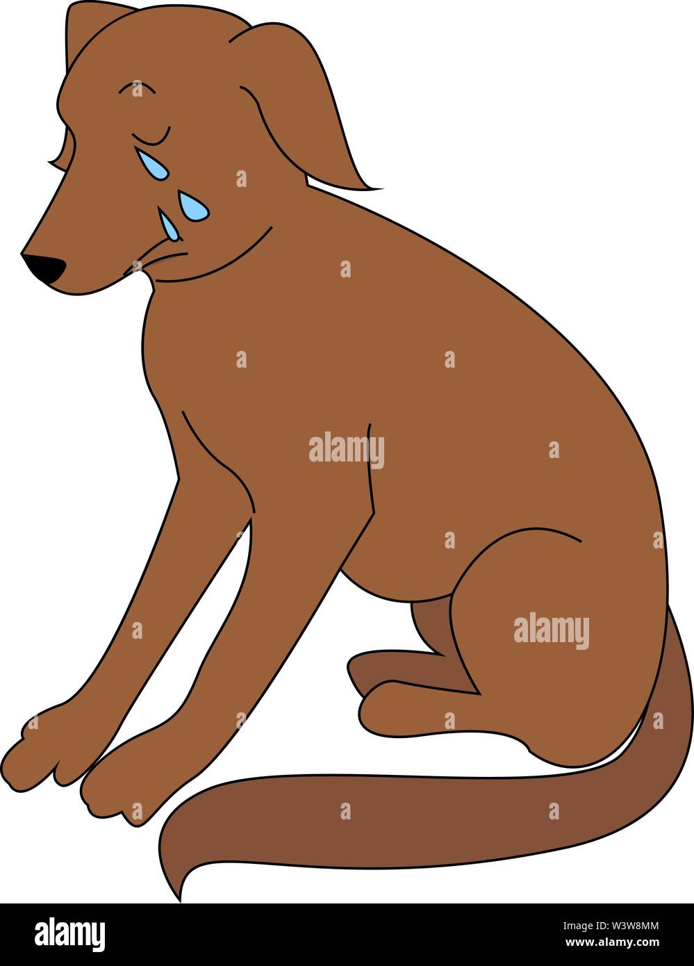 Crying dog, illustration, vector on white background. Stock Vector