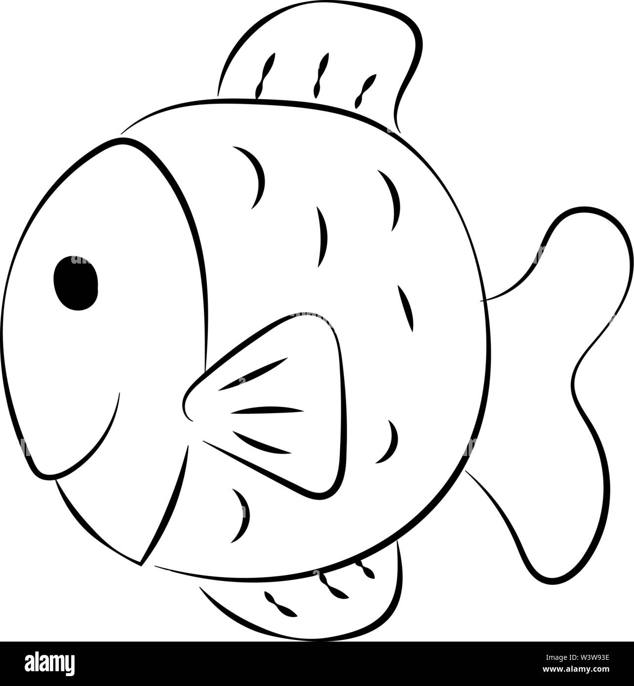 Fat fish drawing, illustration, vector on white background Stock ...