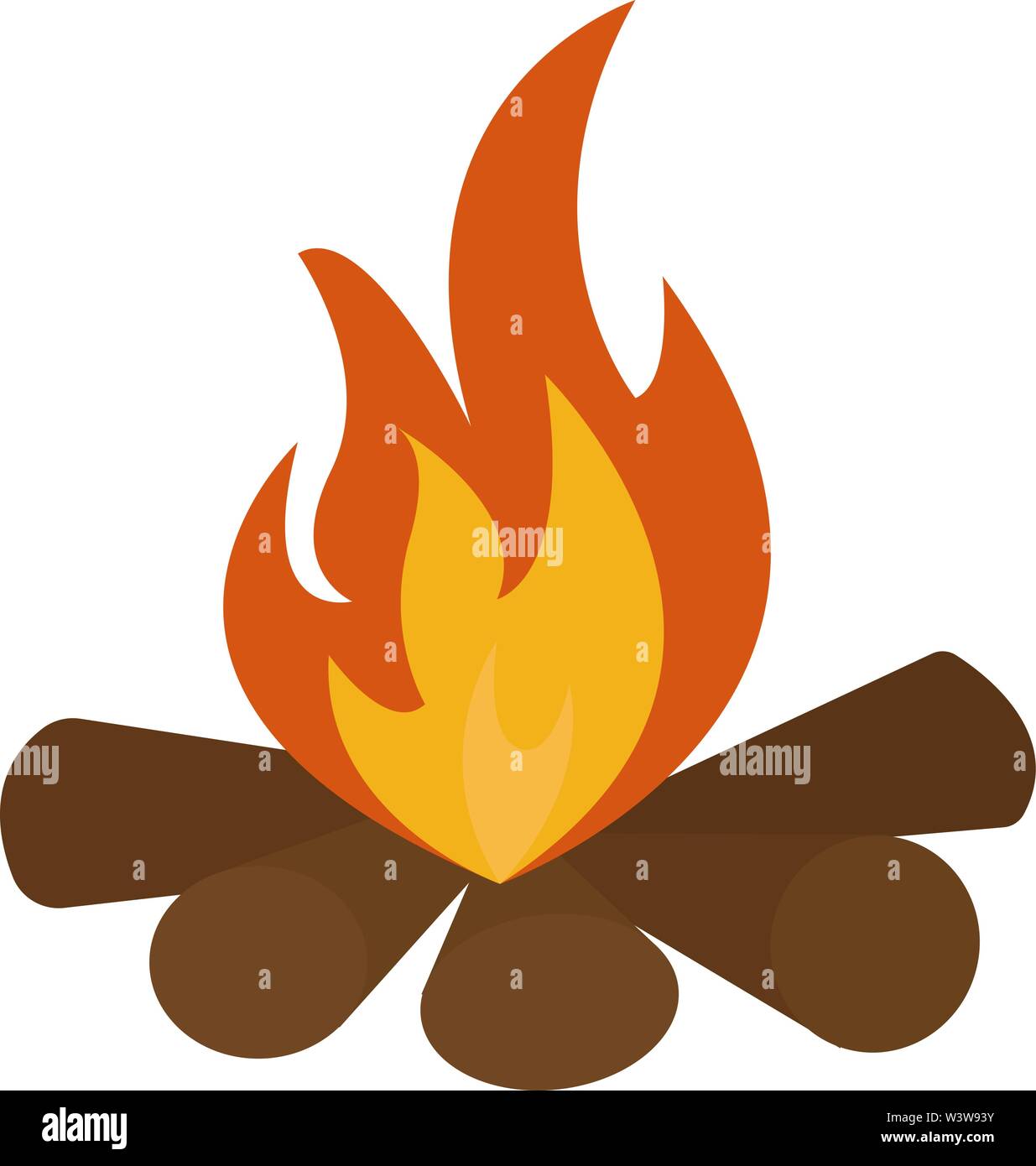 Camp fire, illustration, vector on white background Stock Vector Image ...