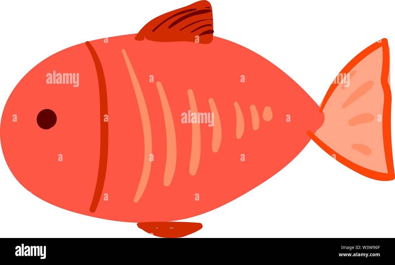 Red flat fish, illustration, vector on white background. Stock Vector