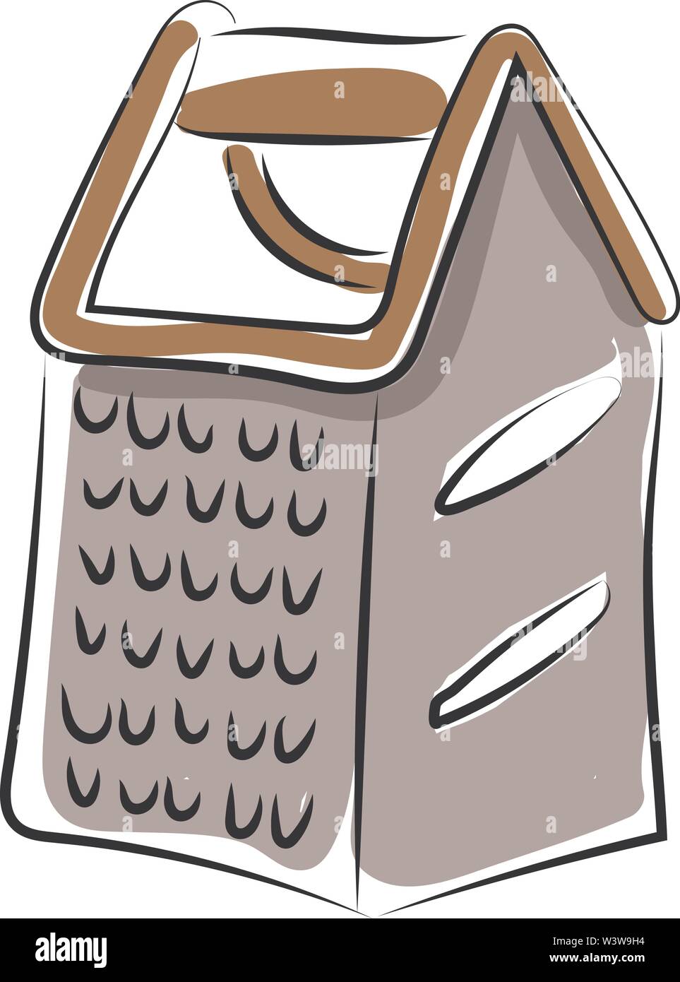 Grater drawing, illustration, vector on white background. Stock Vector