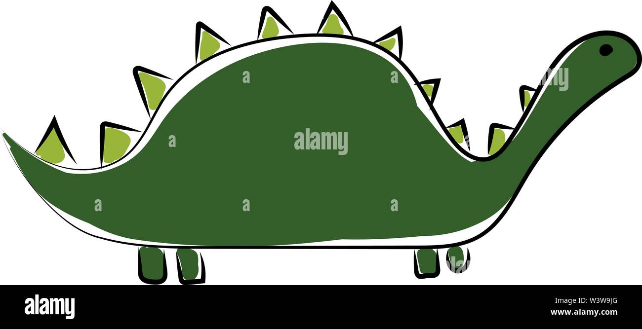 Big green dinosaur, illustration, vector on white background Stock ...