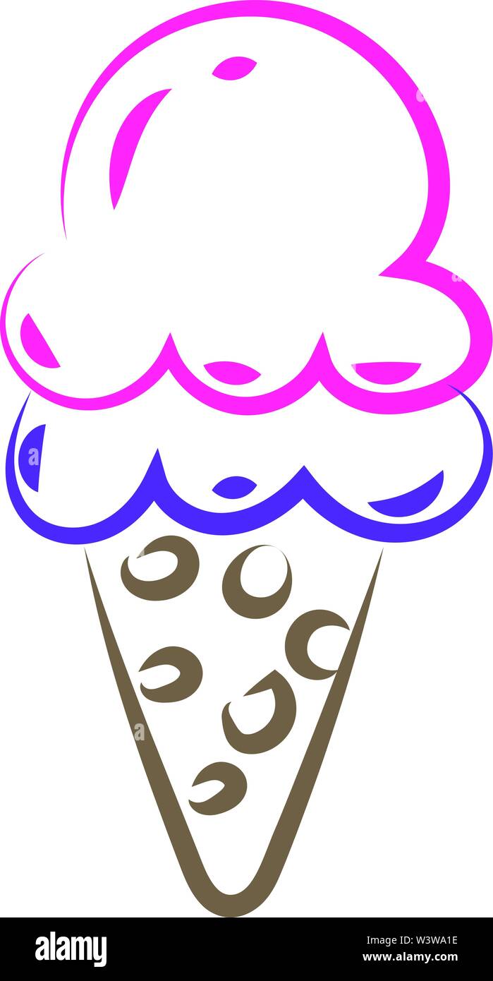 Ice cream drawing, illustration, vector on white background Stock