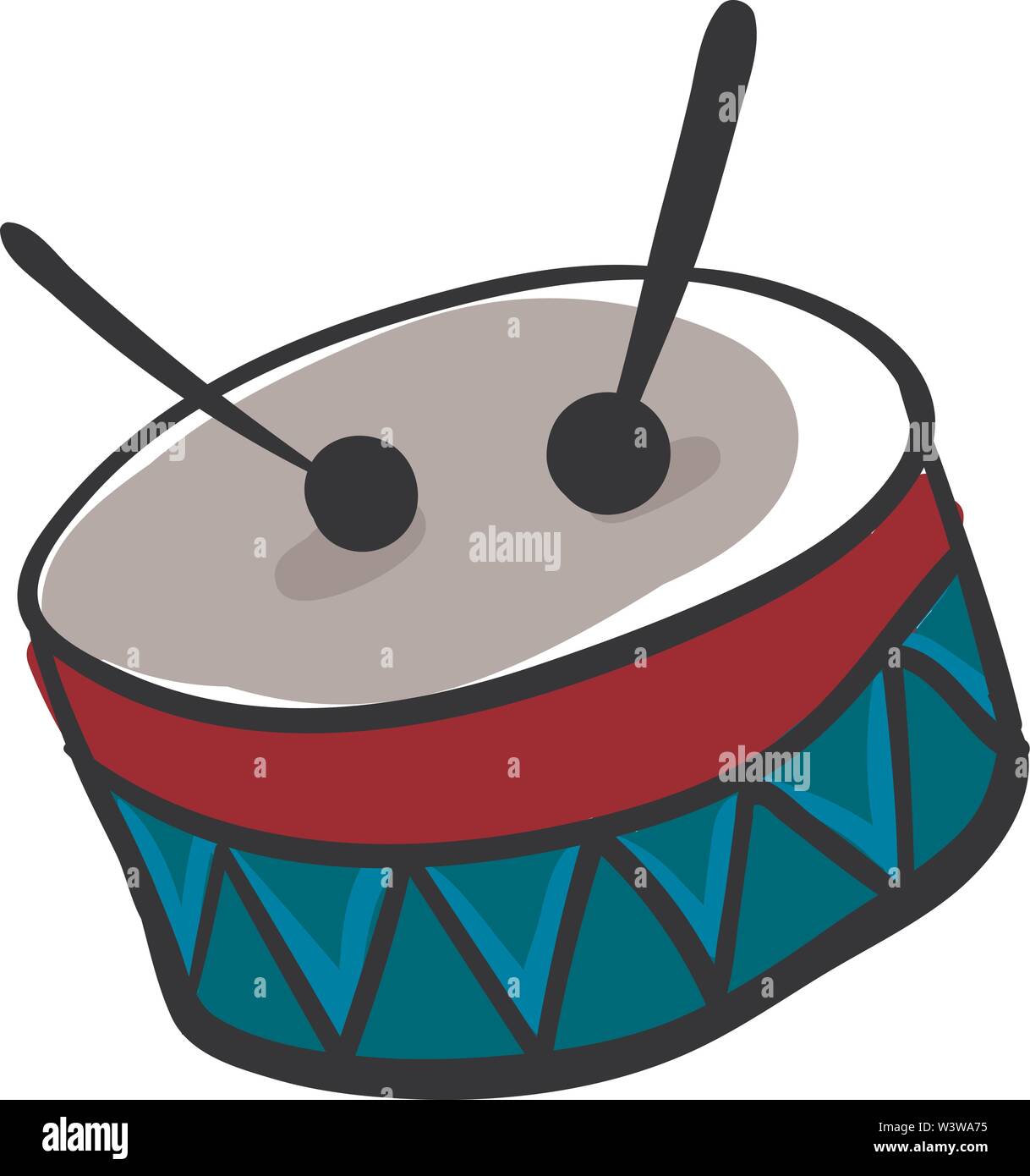 Light blue drum, illustration, vector on white background. Stock Vector