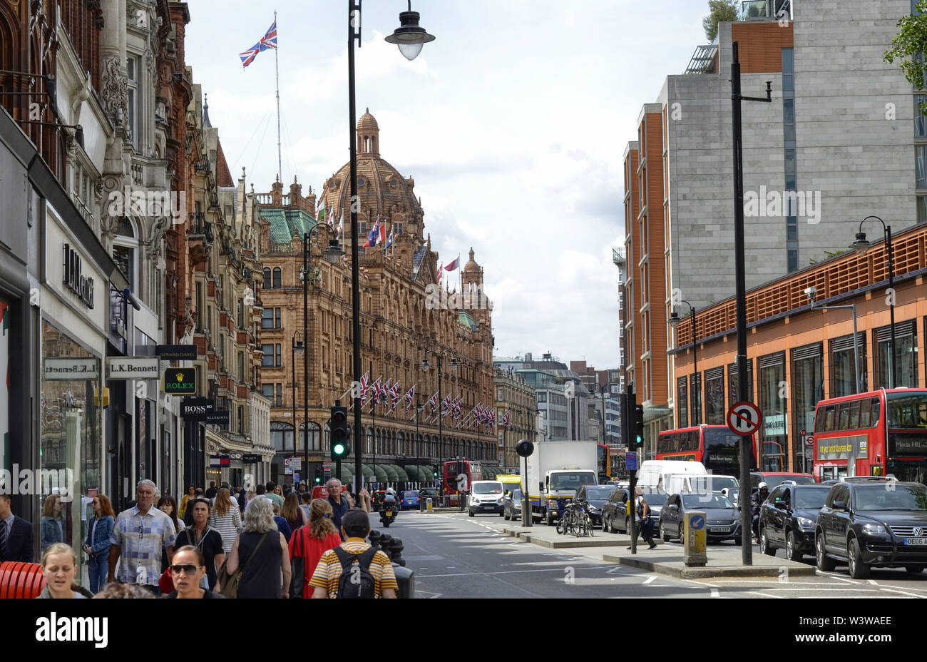 London, United Kingdom, June 2018. The harrods warehouses, a reference point for luxury customers. It is a commercial one hundred with an extremely wi Stock Photo