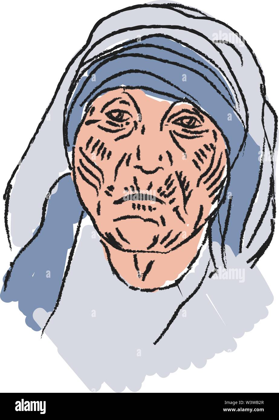 Mother Teresa, illustration, vector on white background. Stock Vector