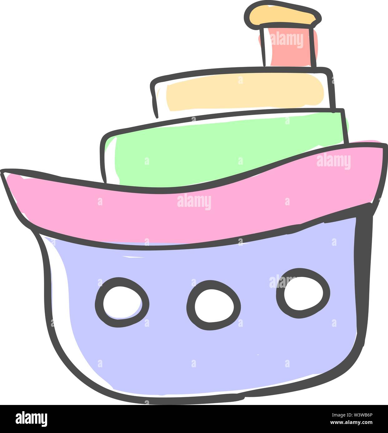 Multicolor boat, illustration, vector on white background. Stock Vector