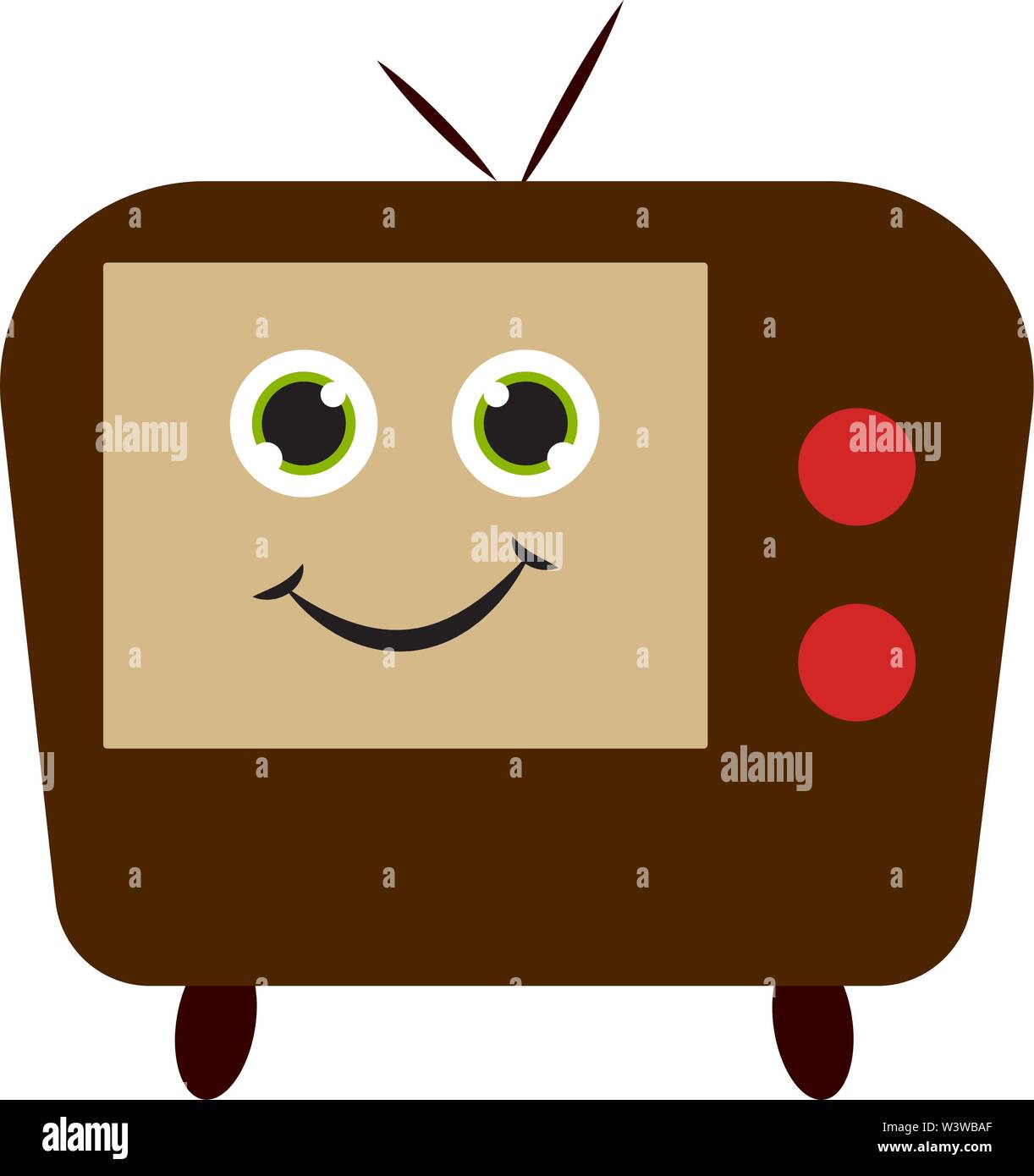 Happy old tv, illustration, vector on white background. Stock Vector