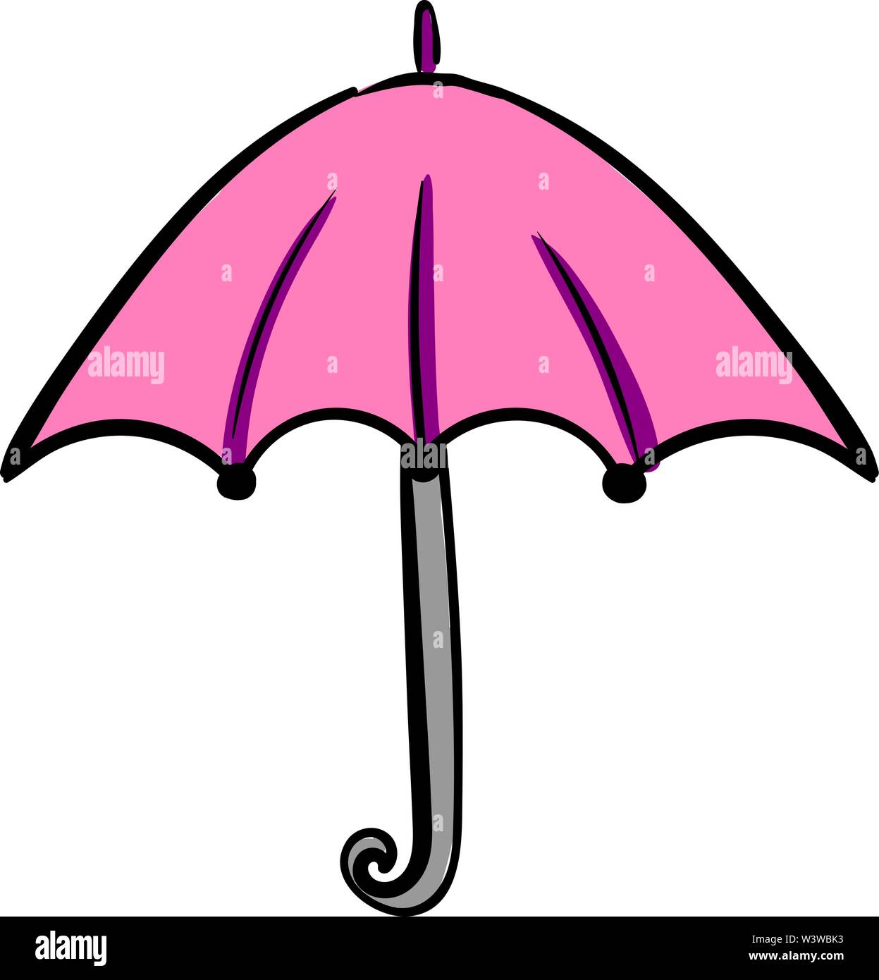 Pink umbrella, illustration, vector on white background Stock Vector