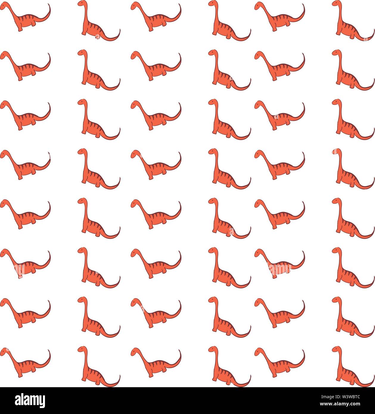 Red dinosaur wallpaper, illustration, vector on white background. Stock Vector