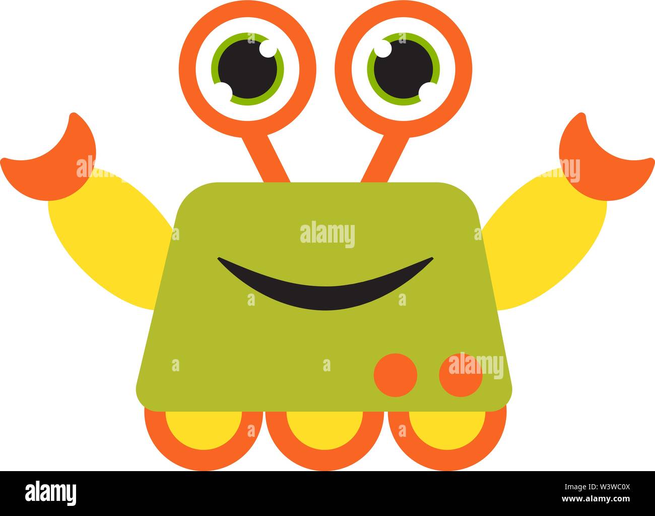 Happy robot, illustration, vector on white background. Stock Vector