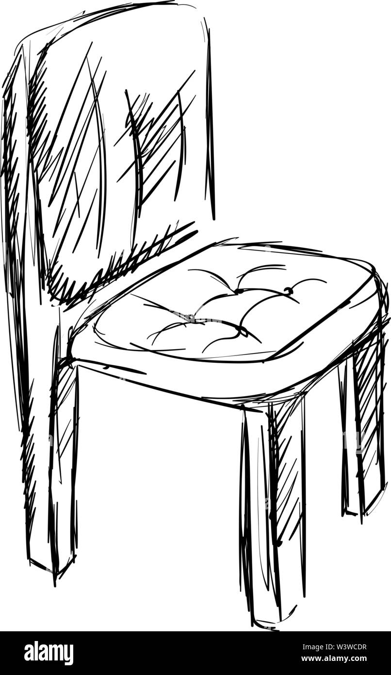 Chair drawing, illustration, vector on white background Stock Vector
