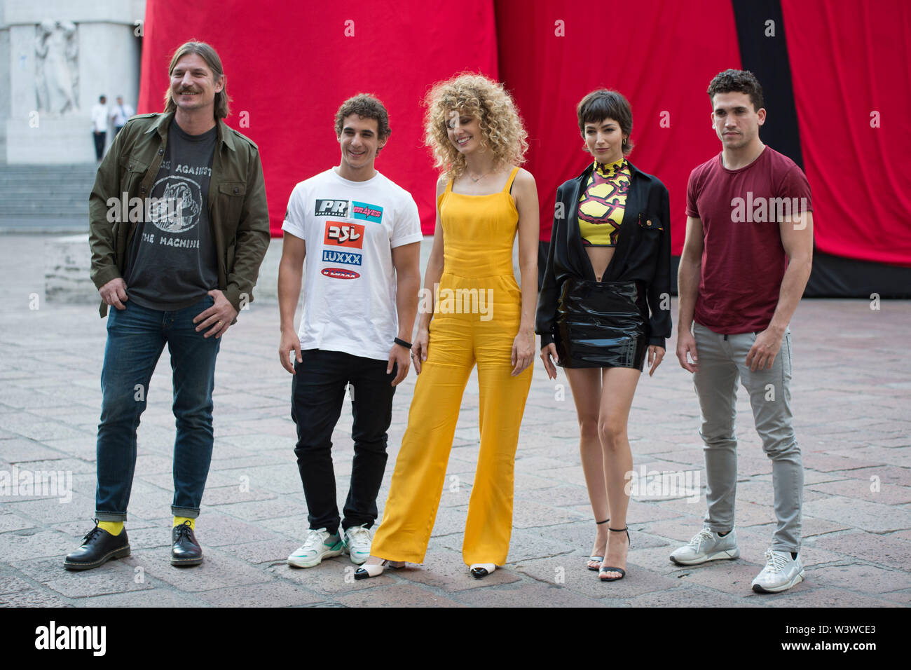 Milano, Italy. 17th July, 2019. The cast of "La Casa di Carta 3" in Milan  for the release of the new season. Credit: Pamela Rovaris/Pacific  Press/Alamy Live News Stock Photo - Alamy