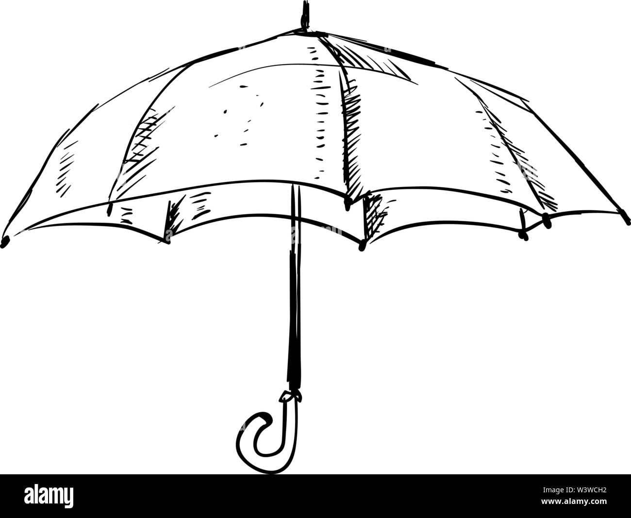 Umbrella drawing, illustration, vector on white background. Stock Vector