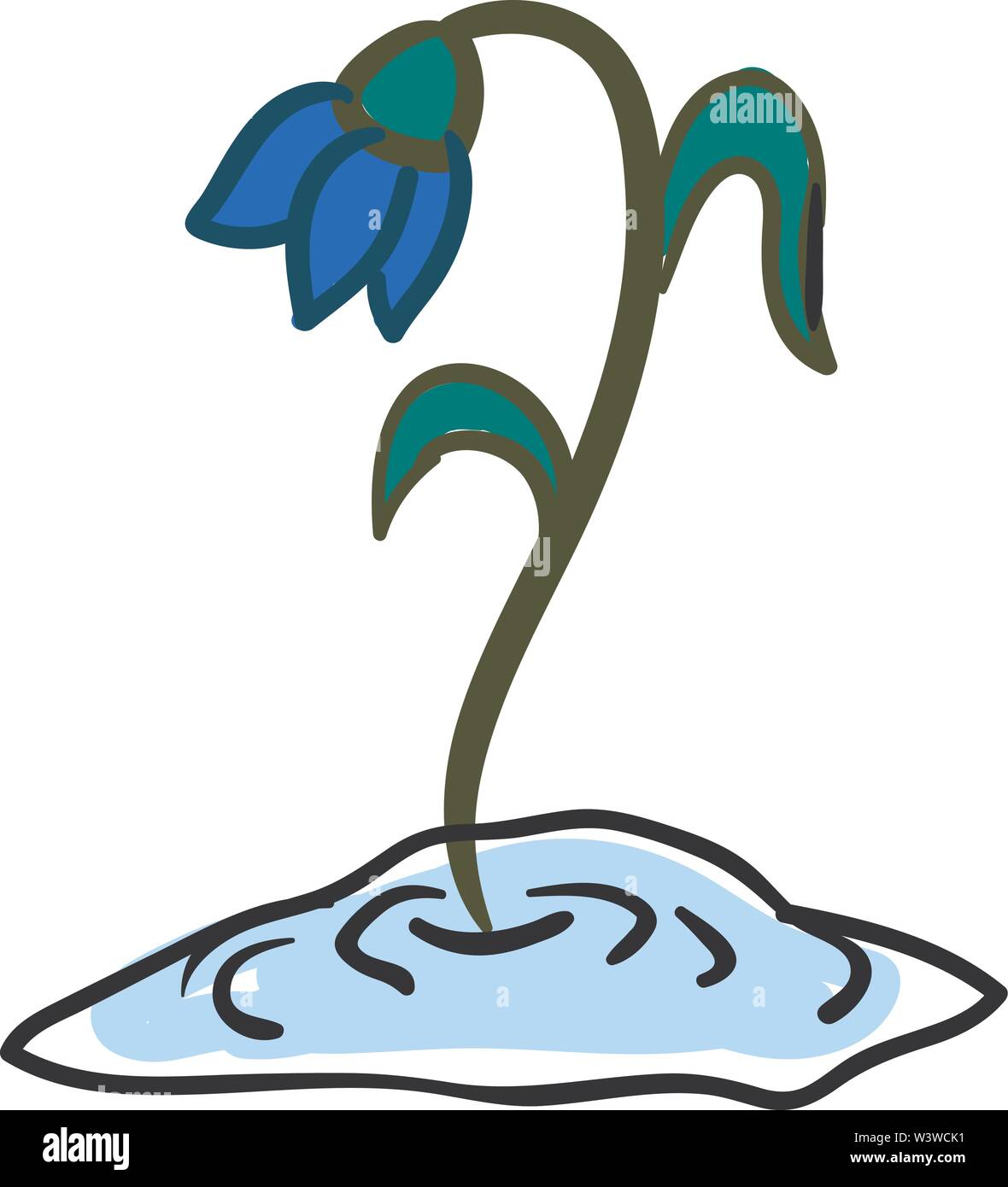 Snowdrop flower, illustration, vector on white background. Stock Vector