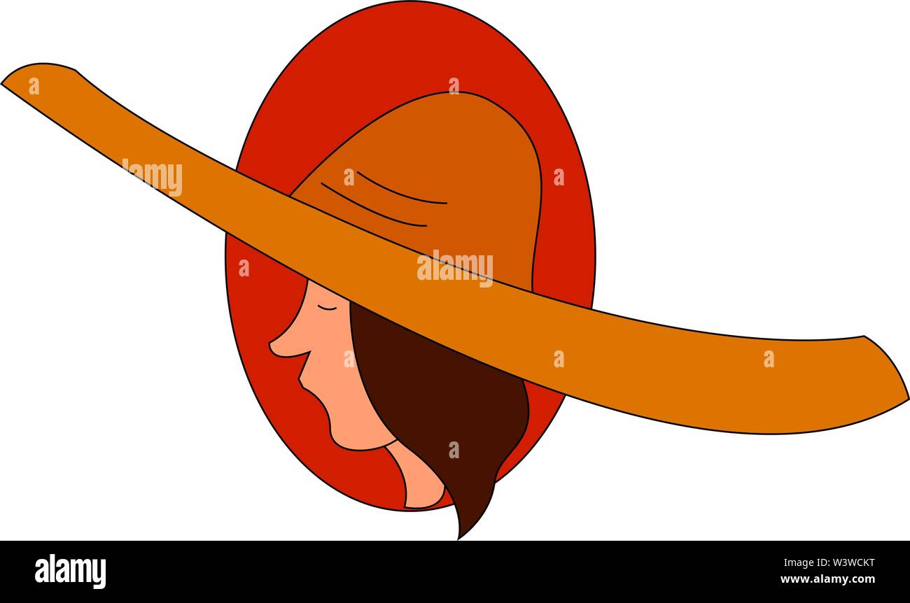 Woman with sombrero, illustration, vector on white background Stock