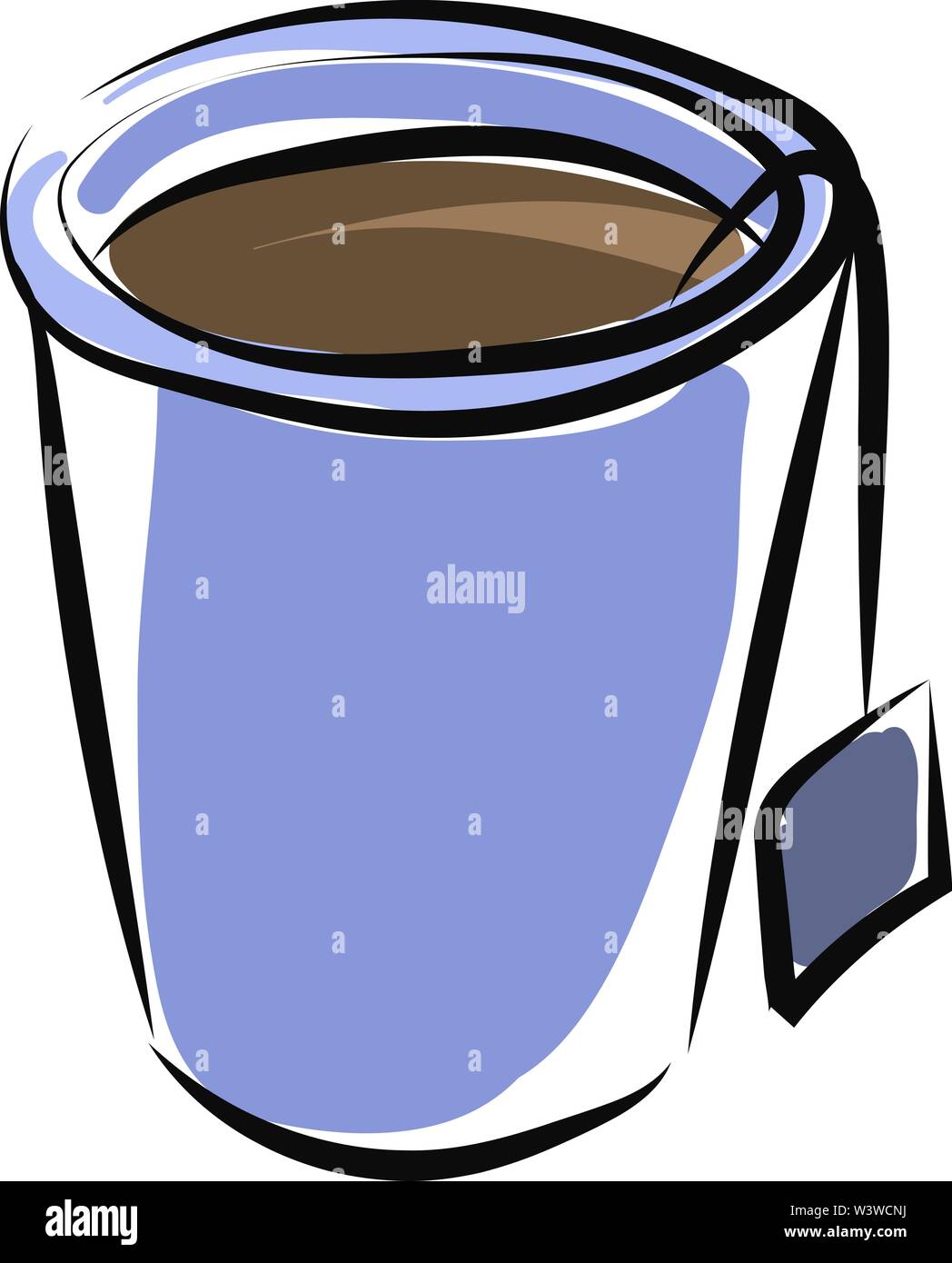 Purple tea cup, illustration, vector on white background. Stock Vector