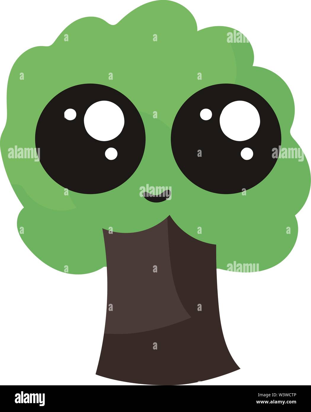 Tree with big eyes, illustration, vector on white background Stock