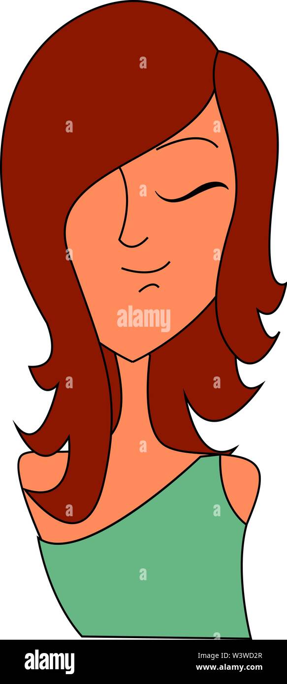 Woman in green dress, illustration, vector on white background Stock ...