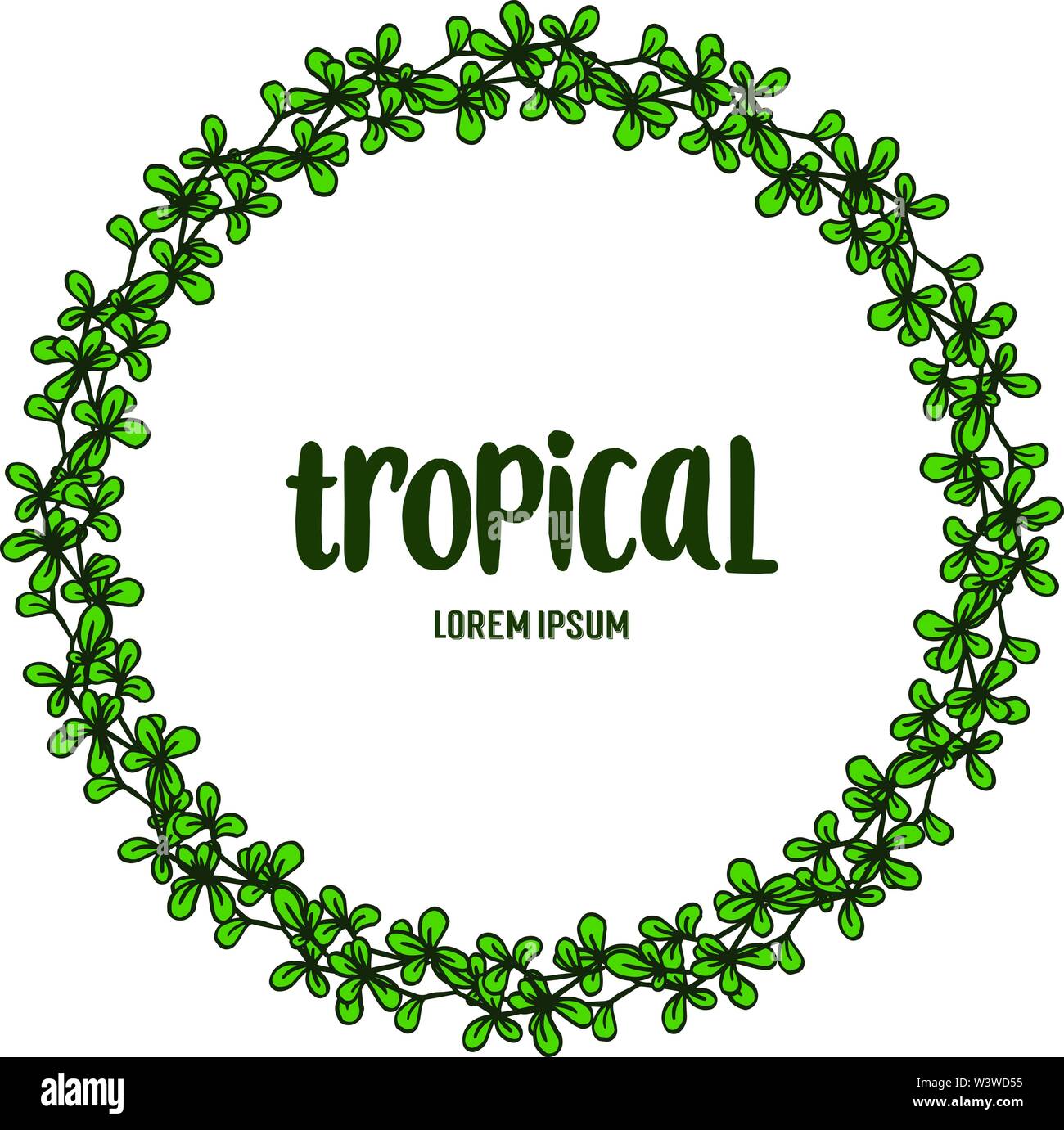 Decorative of card summer tropical for beauty green leaves and floral ...