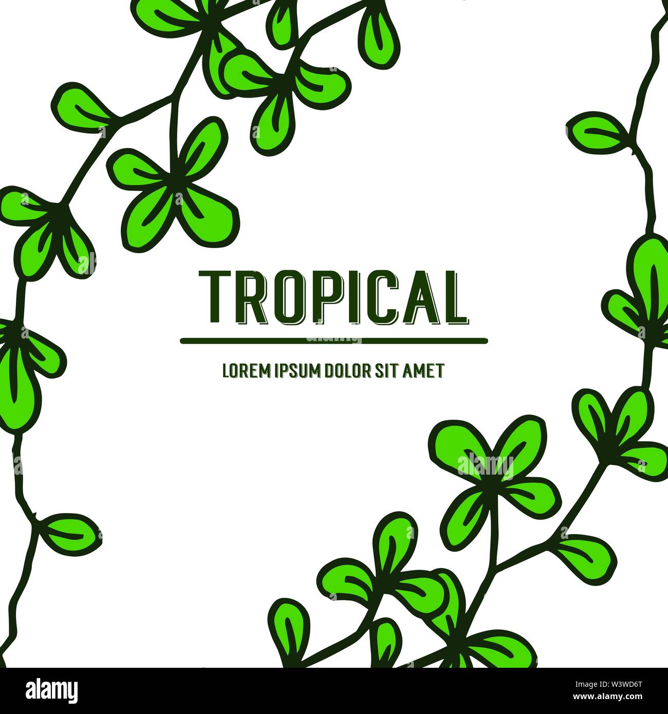 Decorative of card summer tropical for beauty green leaves and floral ...