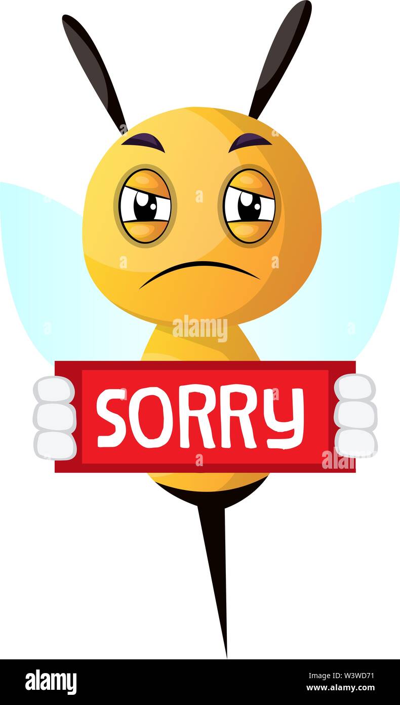 Bee feeling sorry, illustration, vector on white background. Stock Vector