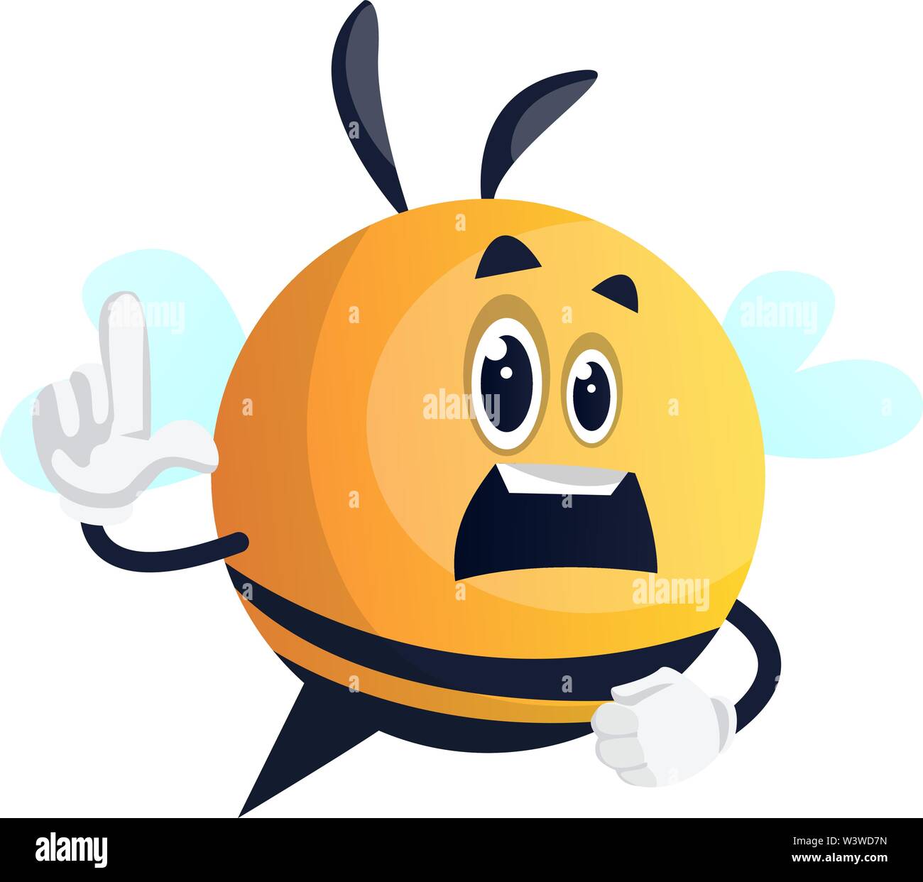 Concerned bee, illustration, vector on white background. Stock Vector