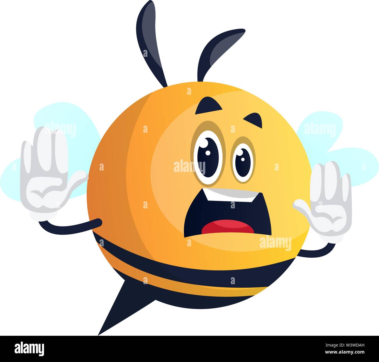 Bee warning, mouth wide open, upset, illustration, vector on white background. Stock Vector