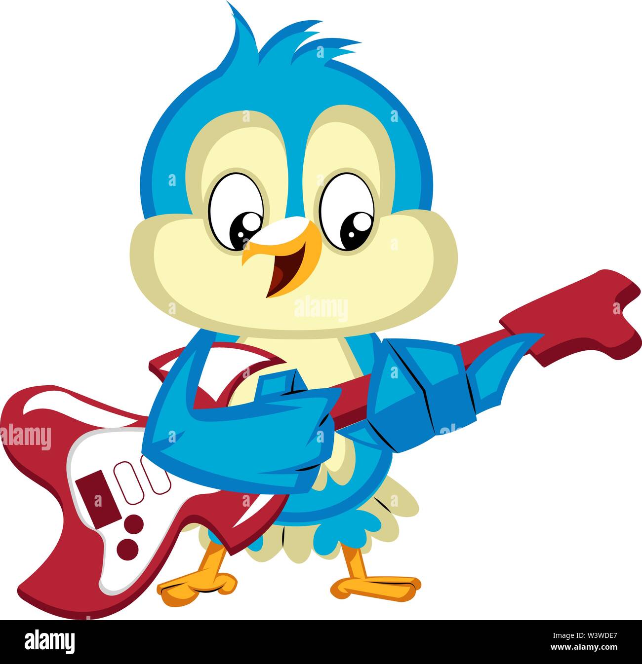 Blue bird is playing guitar, illustration, vector on white background Stock Vector Image & Art