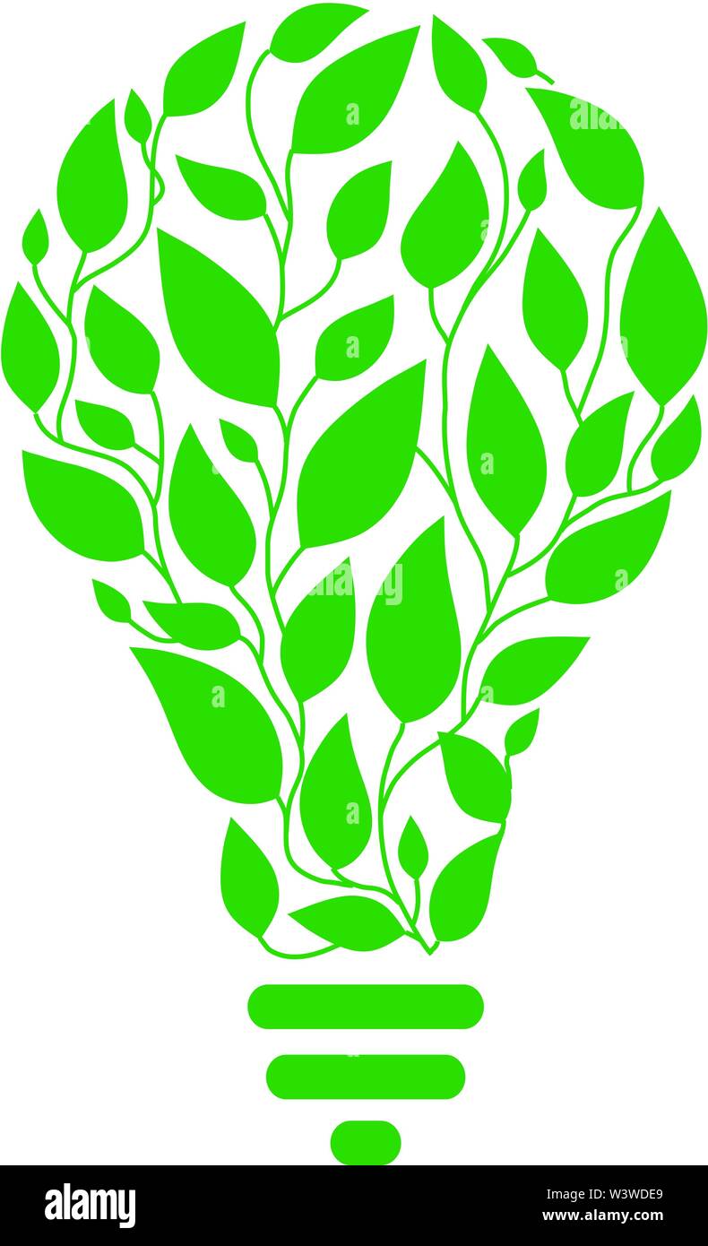 green leaf with bulb concept for fresh idea, save energy Eco logo ...