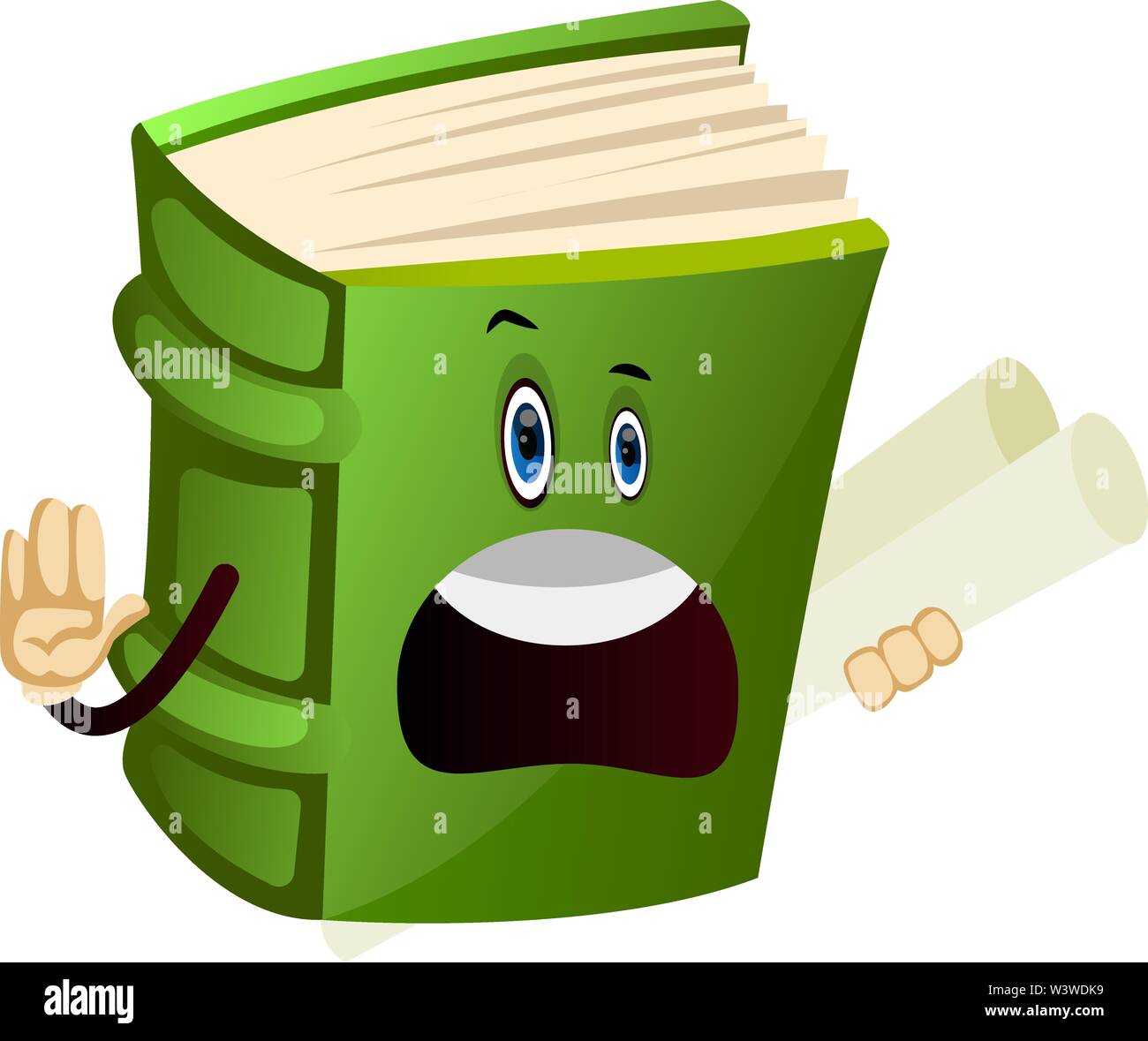 Cartoon book character is giving instructions, illustration, vector on white background. Stock Vector